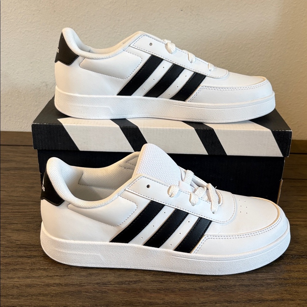 NIB [Adidas] Breaknet 2.0 Tennis Shoes Casual Sneakers White/Black Youth 5 / W 6 - Picture 7 of 13